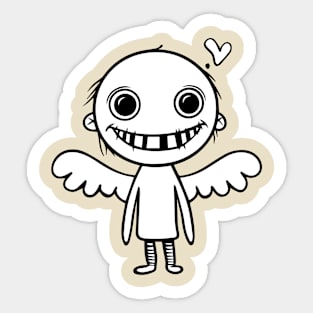 Cheerful Angel Line Art Sticker